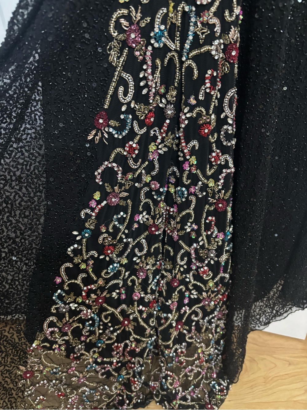 Sherri Hill Black Prom Dress with Multicolor Beaded Embroidery - Picture 3 of 6
